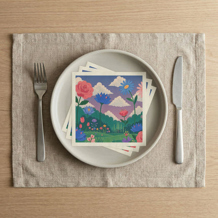 🌸🌈 The Enchanted Rainbow Flower Garden Napkins – Whimsical Botanical Floral Art