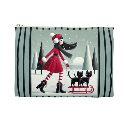 Red Sled & Curious Cats Accessory Pouch