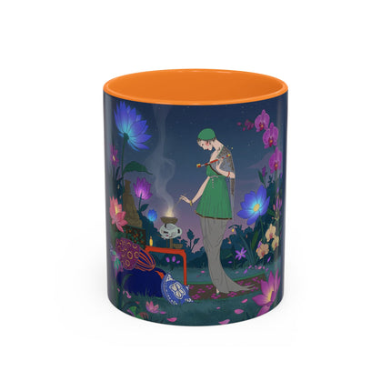 Moonlit Incense Ceremony Colorful Mugs – Art Deco Meditation Garden