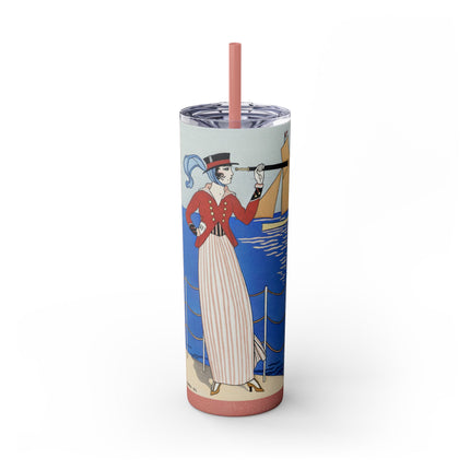 Costume de Yacht by George Barbier Skinny Tumbler with Straw, 20oz