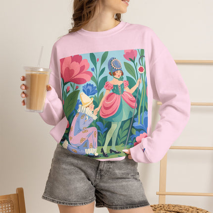 🌸🎭 The Garden Masquerade Crewneck Sweatshirt – Art Deco Floral Whimsy