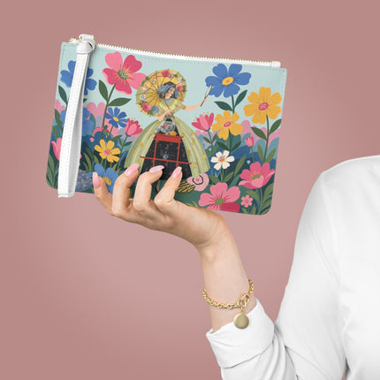 🌸🪞 The Floral Parasol Reflection Clutch Bag – Art Deco Garden Fantasy