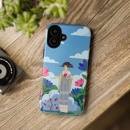 🌸🎩 The Lady Of The Grand Flower Garden Phone Case – Art Deco Fashion Illustration