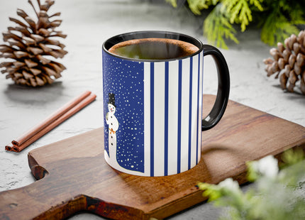 Snowman in Falling Snow Colorful Mugs (11oz, 15oz)