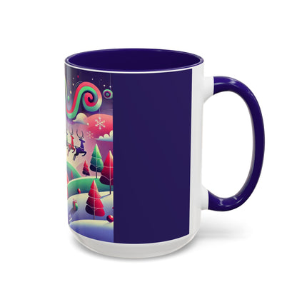 Festive Reindeer Flight Colorful Mugs (11oz, 15oz)
