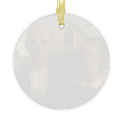 American Gothic by Grant Wood Glass Ornament