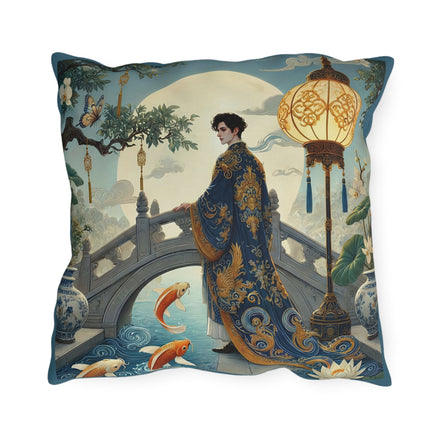 Moonlit Bridge Gentleman Outdoor Pillows – Imperial Serenity & Moonlit Harmony