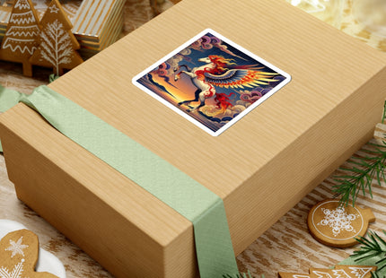 Flame-Winged Horse at Sunset Kiss-Cut Stickers (4 Sizes)