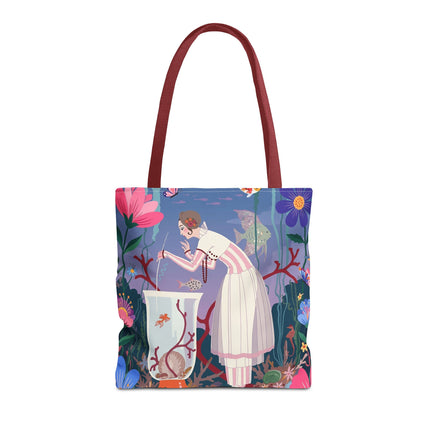 🐠🌸 The Lady Of The Enchanted Aquarium Tote Bag – Art Deco Garden Fantasy