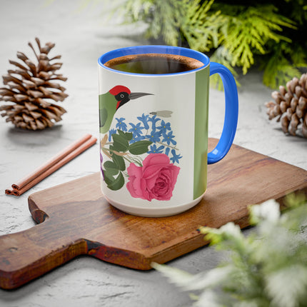 Woodpecker & Rose Colorful Mugs – Vibrant Spring & Bold Beauty