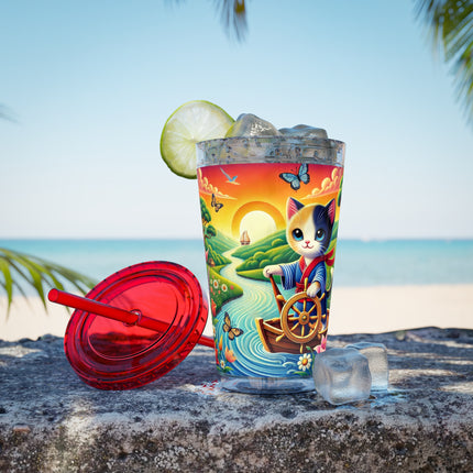 Sailor Kitten’s River Adventure Sunsplash Tumbler with Straw, 16oz