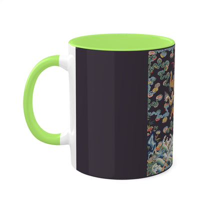 Rank Badge with Dragon with Deer Hooves Colorful Mugs, 11oz
