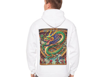 Tibetan Dragon Over Kabuki Duel – Heavy Blend™ Hooded Sweatshirt