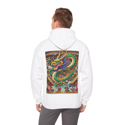 Tibetan Dragon Over Kabuki Duel – Heavy Blend™ Hooded Sweatshirt
