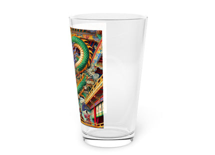 Tibetan Dragon Over Kabuki Duel Glass, 16oz