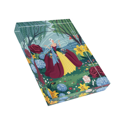 🌺👑 The Lady Of The Grand Flower Garden Acrylic Art Block – Art Deco Floral Elegance