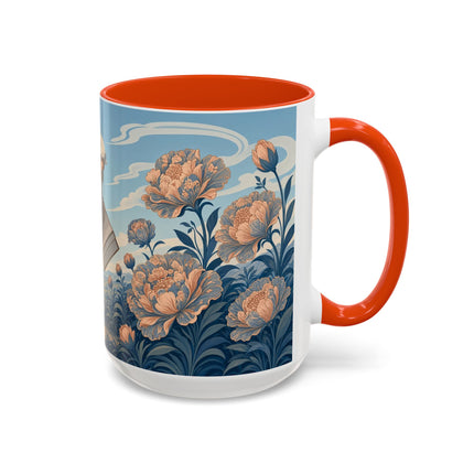 ☔🌸 The Grand Floral Journey Colorful Mug – Art Deco Travel Elegance