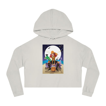 Moonlit Pirate Halloween Women’s Cropped Hooded Sweatshirt