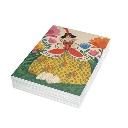 🐇🌼 The Enchanted Rabbit Garden Postcards With Envelopes – Art Deco Floral Whimsy