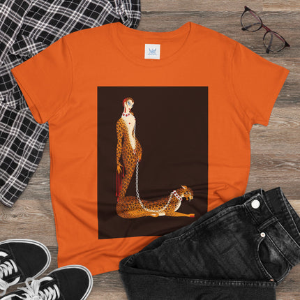 Leopard Queen Women's Midweight Cotton Tee – Exotic Glamour & Timeless Elegance