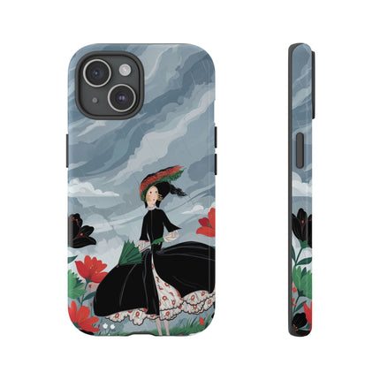 🌧️🌺 The Stormy Flower Walk Phone Case – Art Deco Floral Fashion