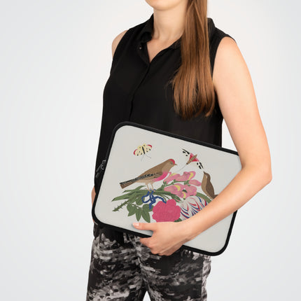 🐦🌸 Pink-Breasted Bird & Wren Laptop Sleeve – Elegant Joy & Springtime Charm