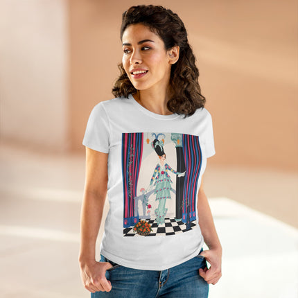 🌸🎭 The Lady Of The Garden Salon Cotton Tee – Art Deco Floral Elegance