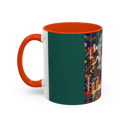 ☃️🎄 The Snowman's Christmas Companion Colorful Mug – Art Deco Holiday Fantasy