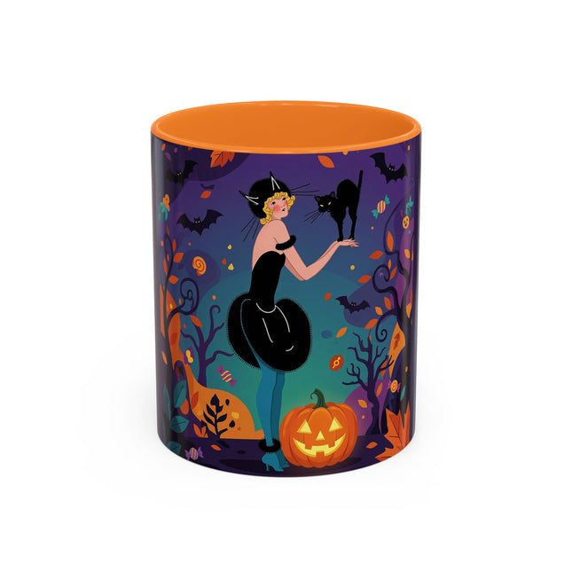 🐈‍⬛🎃 The Midnight Black Cat Masquerade Colorful Mug – Whimsical Halloween Elegance