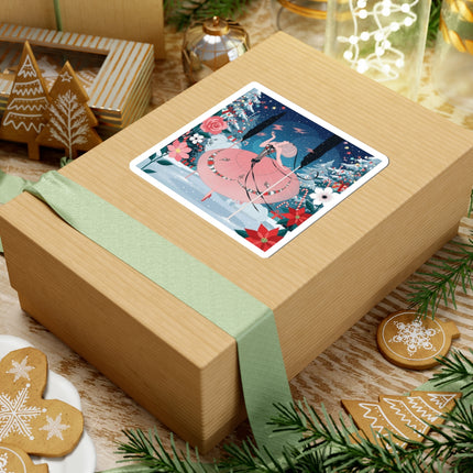 🎠❄️ The Christmas Carousel Dream Kiss-Cut Sticker – Art Deco Holiday Fantasy