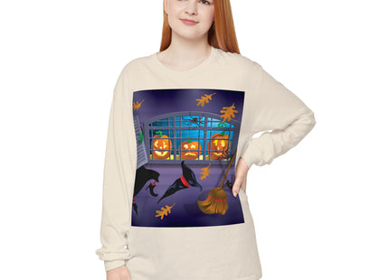 Whimsical Halloween Mischief Unisex Garment-dyed Long Sleeve T-Shirt