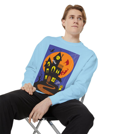 Halloween Night at the Haunted House Unisex Garment-Dyed Sweatshirt