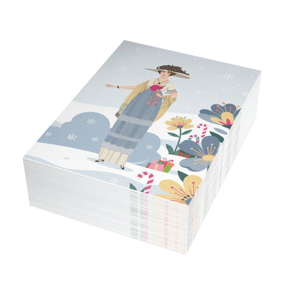 🌹❄️ The Lady Of The Winter Rose Greeting Card – Art Deco Holiday Elegance