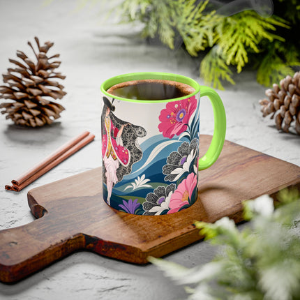 🌸🎀 The Pink Lace Garden Promenade Colorful Mug – Art Deco Fashion Elegance
