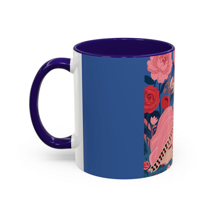 The Lady And The Scarlet Macaw Colorful Mugs – Art Deco Floral Elegance