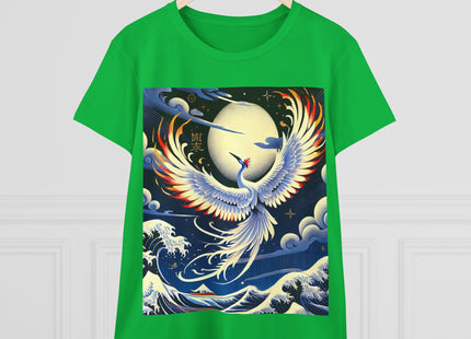 Majestic White Crane Women's Midweight Cotton Tee