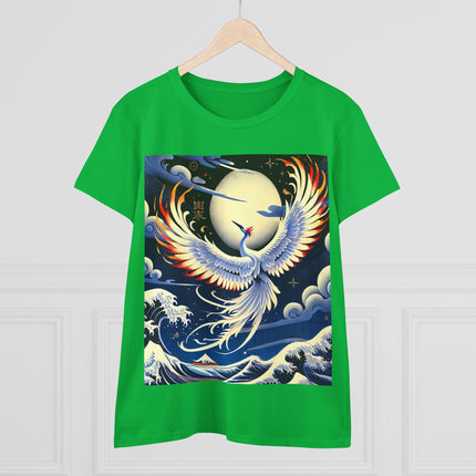 Majestic White Crane Cotton Tee