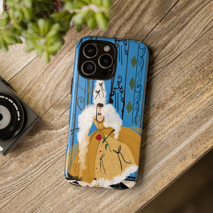 🎭🌹 The Lady At The Masquerade Gates Phone Case – Art Deco Fashion Illustration