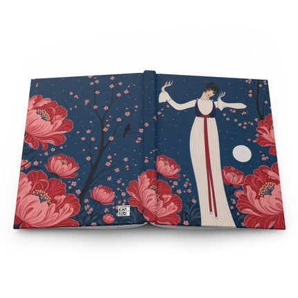 🌸🌙 The Moonlit Blossom Serenade Hardcover Journal – Art Deco Floral Romance