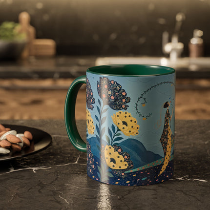 🌼🦋 The Enchanted Butterfly Garden Promenade Colorful Mug – Art Deco Floral Whimsy
