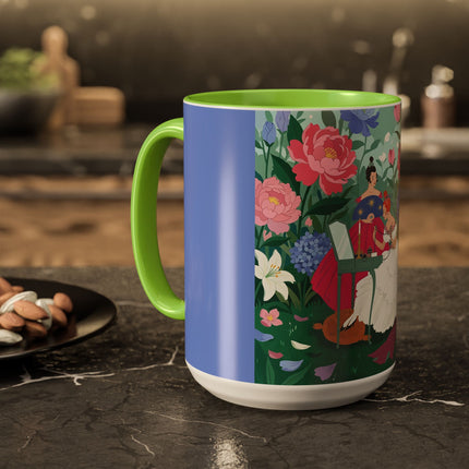 The Ladies Of The Blossoming Vanity Colorful Mugs – Art Deco Floral Elegance