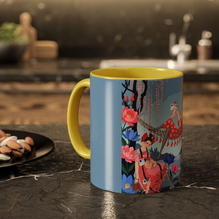 The Ladies Of The Enchanted Hammock Colorful Mugs – Art Deco Whimsical Garden Elegance