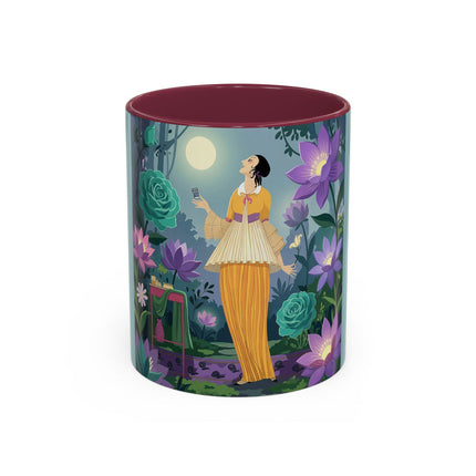 The Lady Of The Moonlit Garden Colorful Mugs – Art Deco Botanical Serenity
