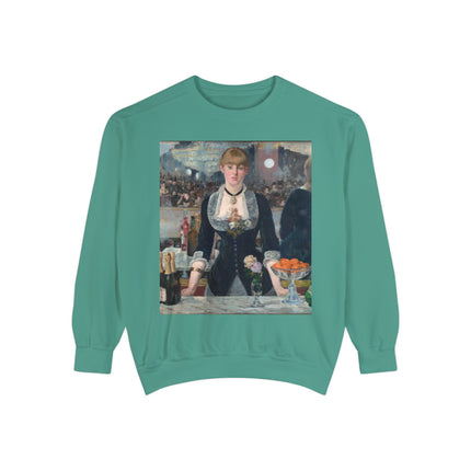 A Bar at the Folies-Bergère by Edouard Manet Unisex Garment-Dyed Sweatshirt