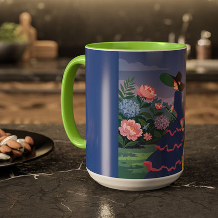 The Lady Of The Garden Stroll Colorful Mugs – Art Deco Botanical Elegance