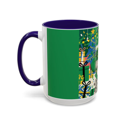 🍀🎄 The Emerald Holly Christmas Colorful Mug – Art Deco Holiday Elegance