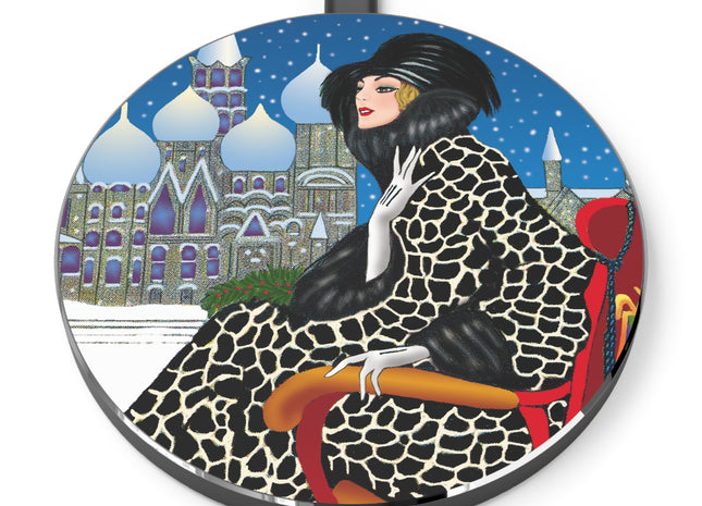 Elegant Winter Woman in Sleigh Wireless Charger