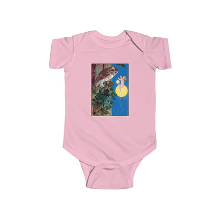 Hark, Mister Owl! Baby Bodysuit – Moonlit Owl & Enchanted Storybook Scene