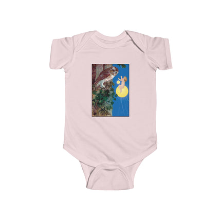 Hark, Mister Owl! Baby Bodysuit – Moonlit Owl & Enchanted Storybook Scene
