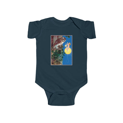 Hark, Mister Owl! Baby Bodysuit – Moonlit Owl & Enchanted Storybook Scene